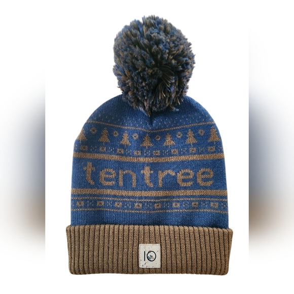 Tentree Cabin Pom Beanie In Red Mahogany - Picture 4 of 5